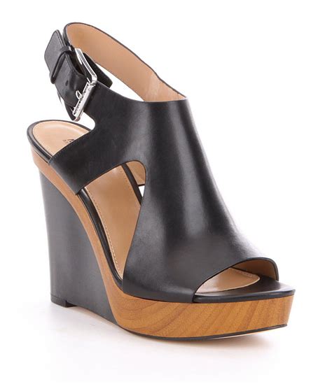 michael kors black leather wedges|Michael Kors black wedges women.